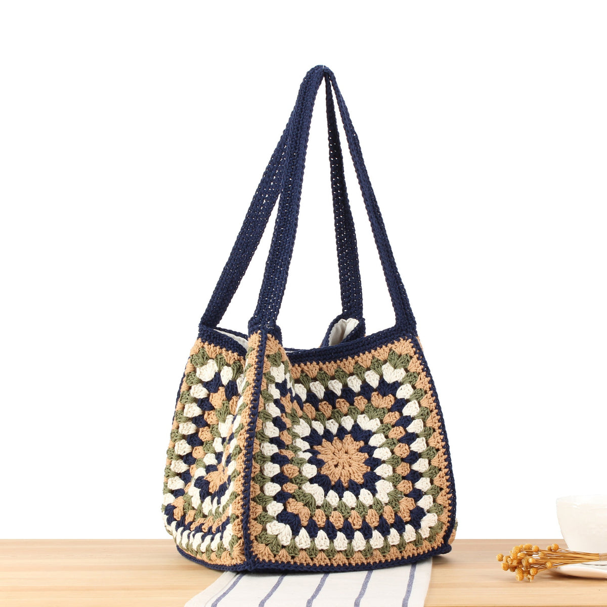 Crochet Tote Bag with Unique Pattern LoungeYard — product view 2