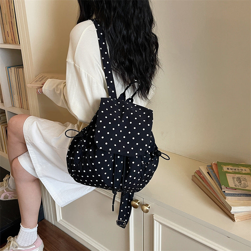 Casual Drawstring Polka Dot Backpack LoungeYard — product view 2