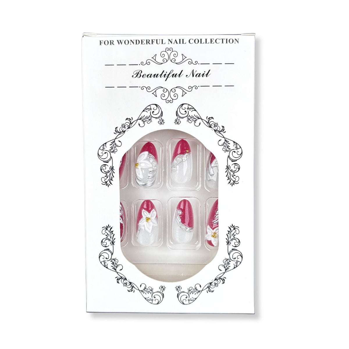 Elegant Press-On Nail Art Set with Bows and Floral Accents — product view 4