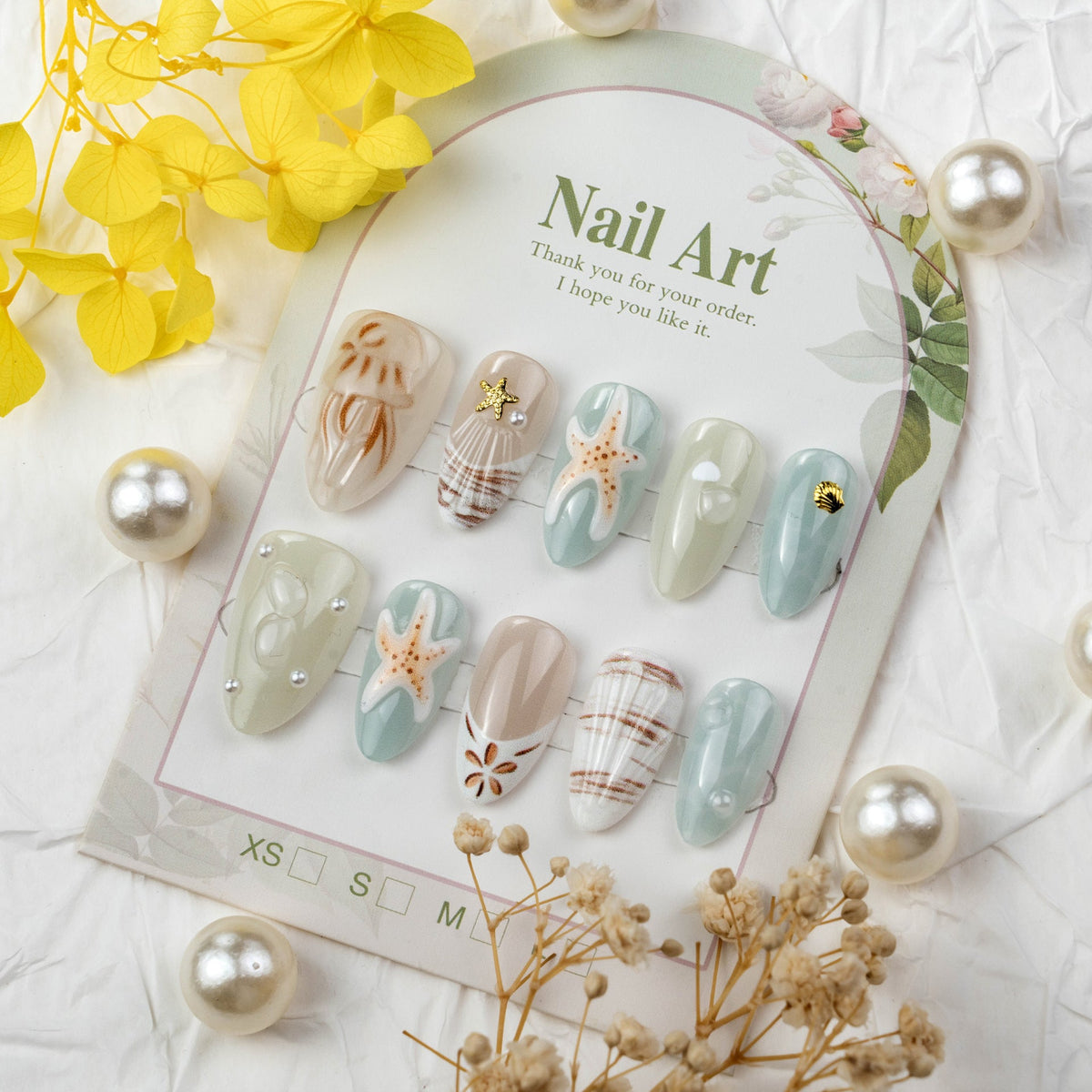 Coastal-Inspired Decorative Press-On Nail Set — product view 2