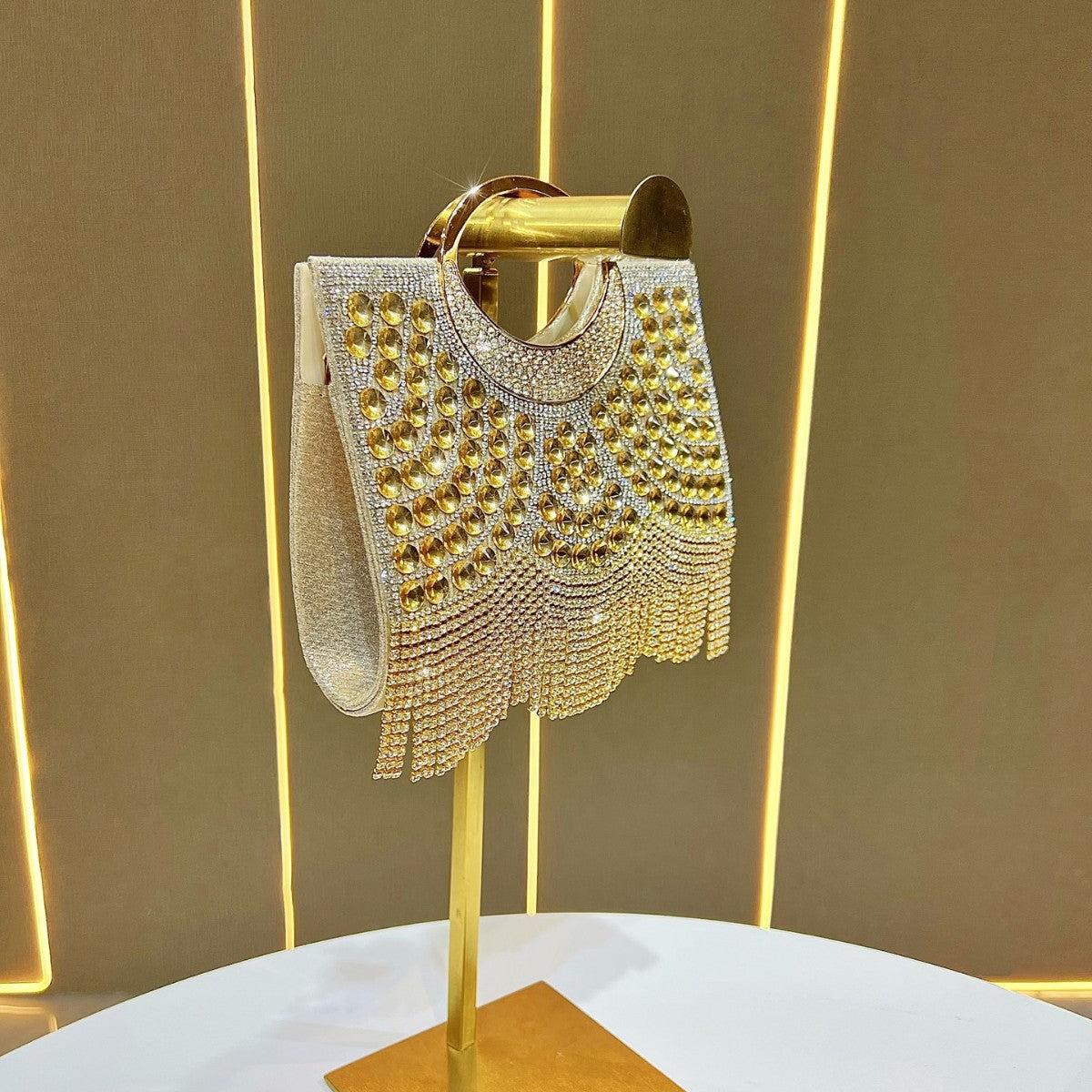 Rhinestone Fringe Evening Clutch — product view 2