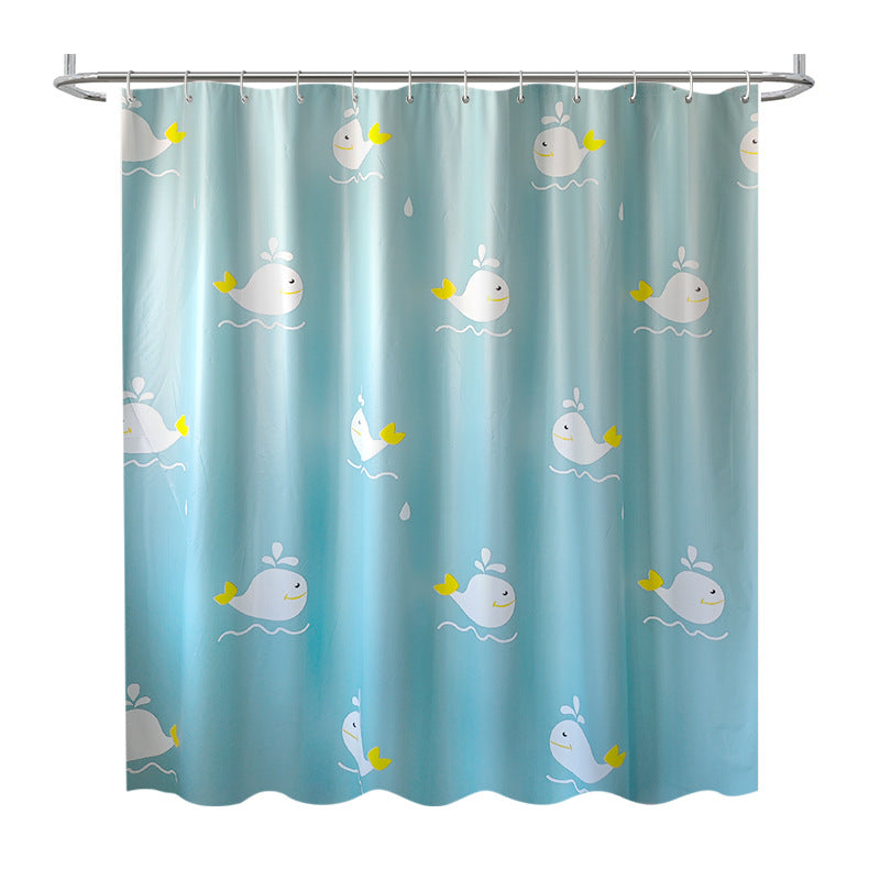 Playful Whale Theme Shower Curtain LoungeYard — product view 5