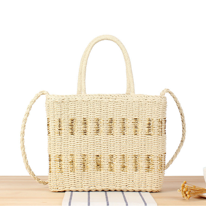 Braided tote bag with double carrying handles LoungeYard — product view 1