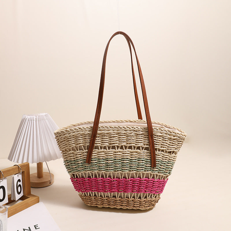 Stylish basket bag with sturdy leather handles LoungeYard — product view 2