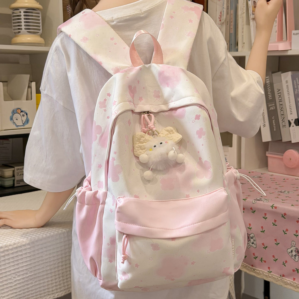 Cute Floral-Printed Backpack LoungeYard — product view 1