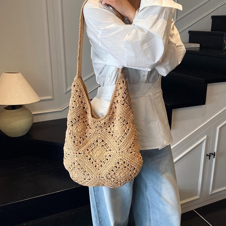 Handcrafted Hobo Bag with Unique Macrame Structure LoungeYard — product view 2