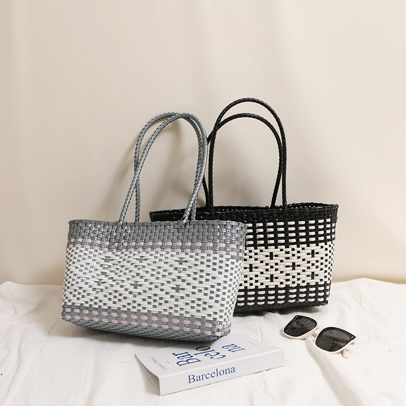 Braided tote bag with modern accents LoungeYard — product view 2