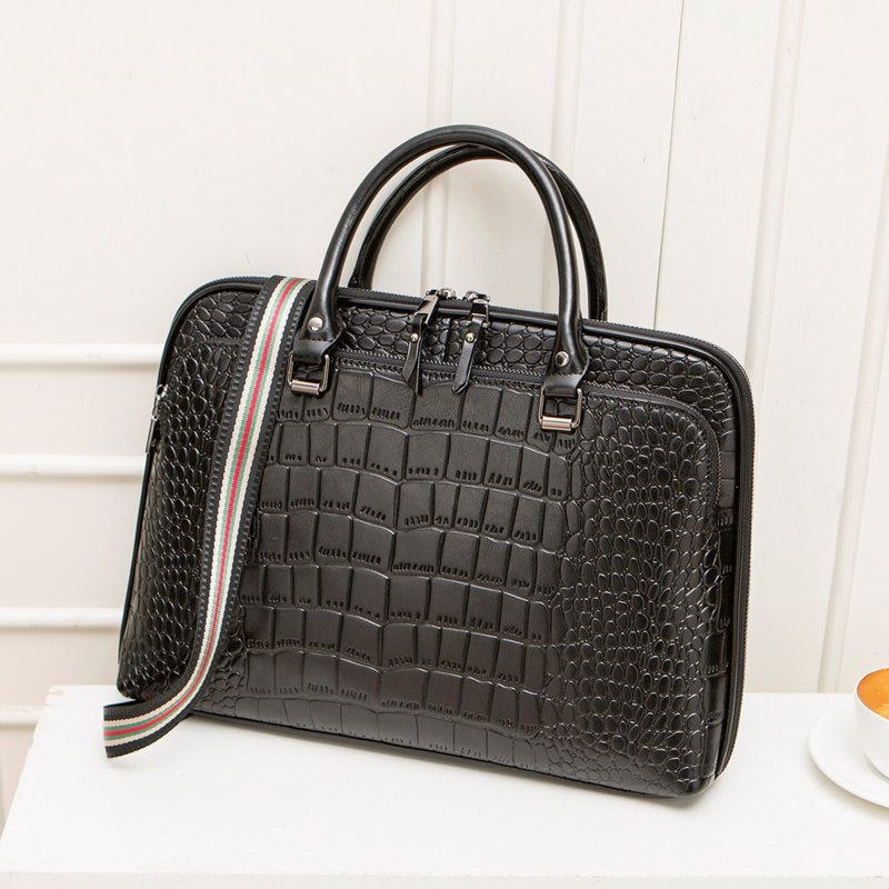 Elegant Laptop Briefcase in Crocodile Look LoungeYard — product view 4