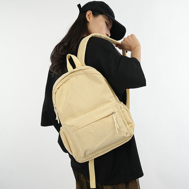 Cord Backpack with Functional Pockets LoungeYard — product view 1