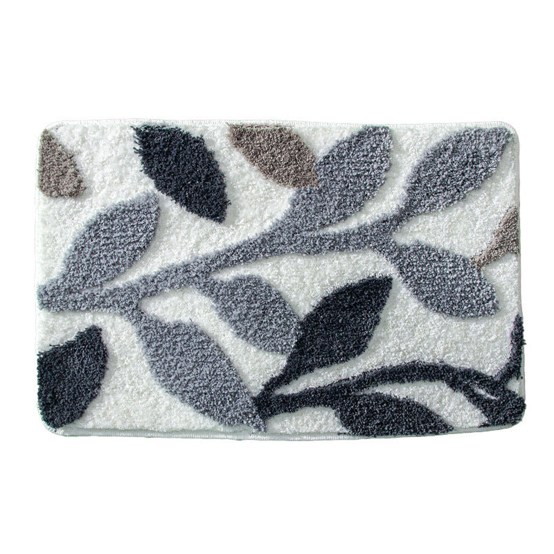 Plush Leaf Pattern Bath Mat Bowlift — product view 3