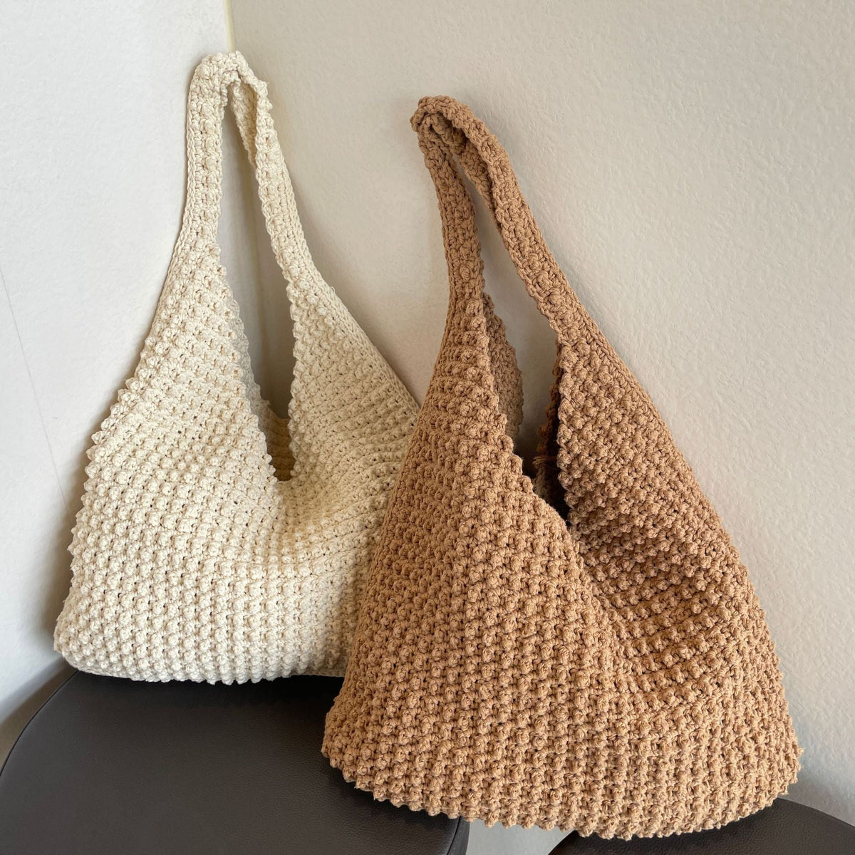 Hand-knotted everyday bag with structured surface LoungeYard — product view 1