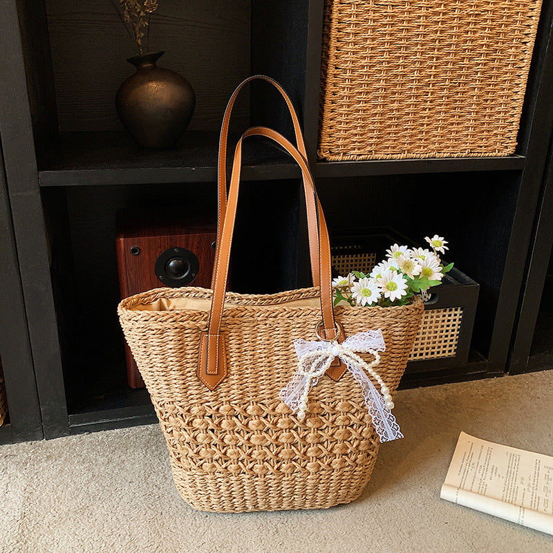 Woven Straw Tote — product view 4