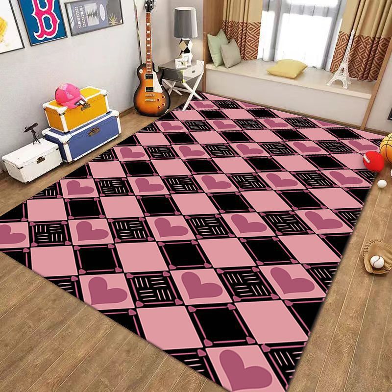 Playful Checkerboard Pattern Area Mat Bowlift — product view 5