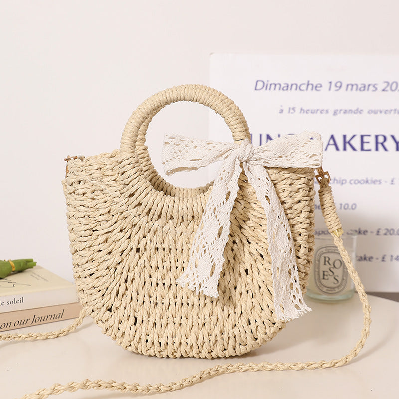 Trendy Bast Bag with Round Handle and Textured Design LoungeYard — product view 3