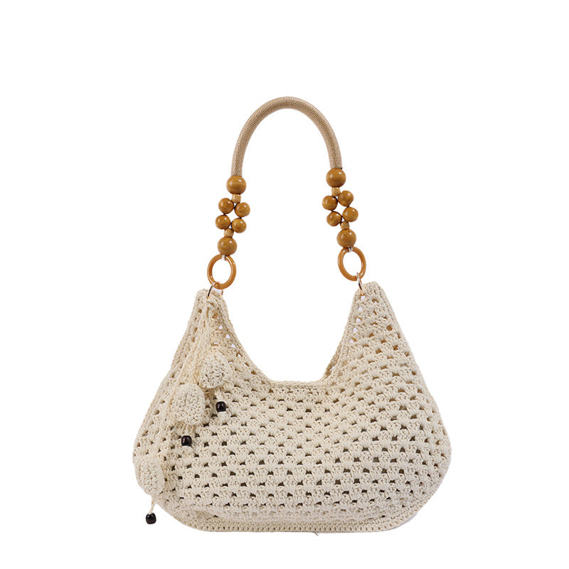 Handmade crochet bag with colorful tassels LoungeYard — product view 7