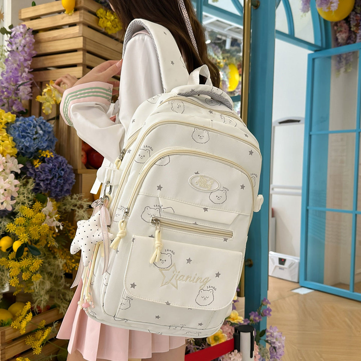 Cute Character-Printed Casual Backpack LoungeYard — product view 3