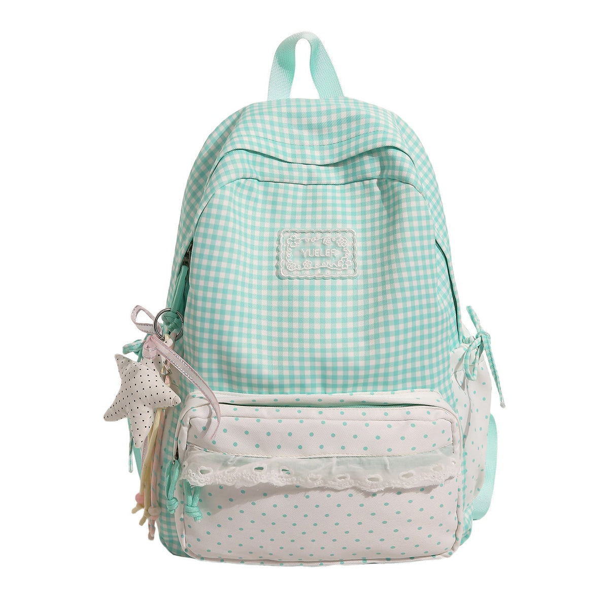 Charming Gingham Print School Backpack LoungeYard — product view 5