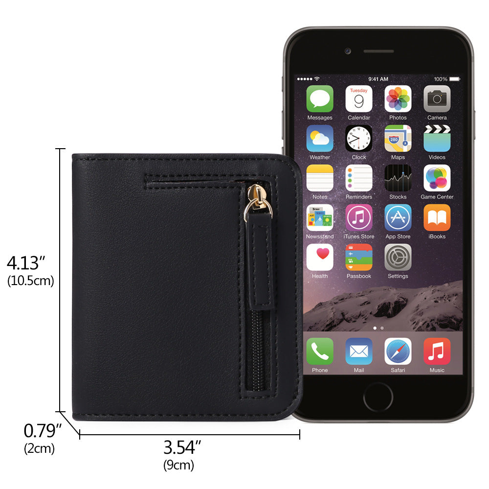 Compact Saffiano Card and Coin Wallet with Zipper Pocket LoungeYard — product view 5