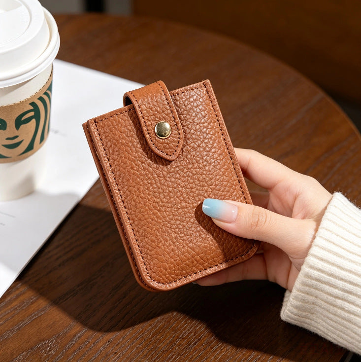 Textured Leather Cardholder with Snap Closure LoungeYard — product view 5