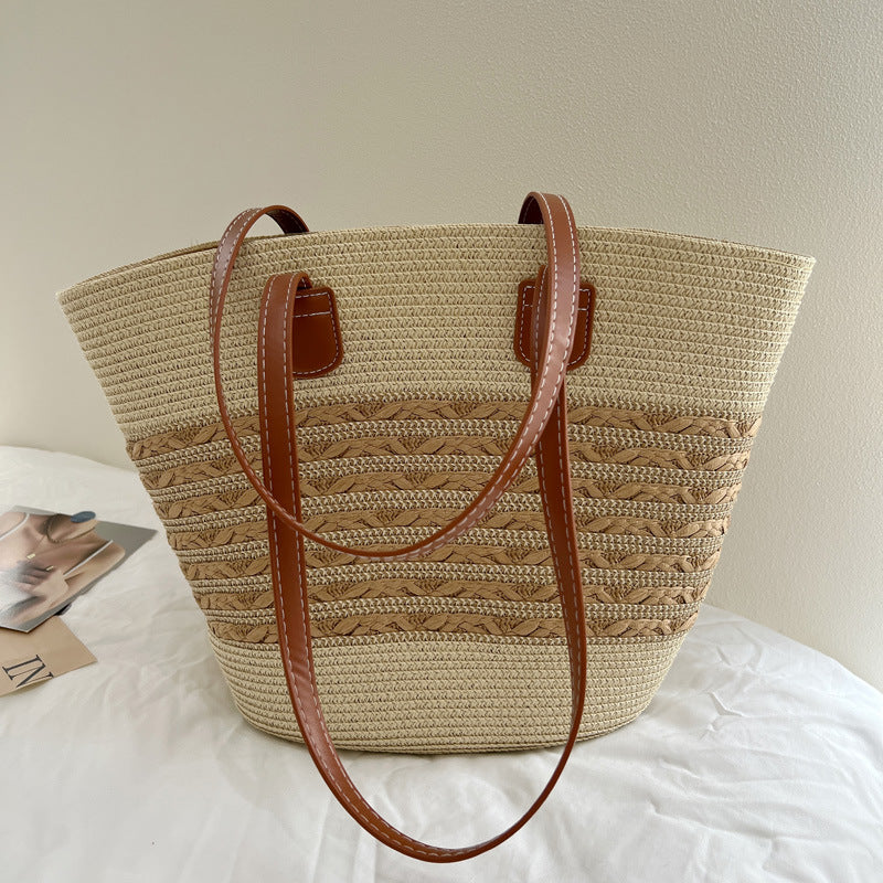Handcrafted wicker bag with elegant leather accents LoungeYard — product view 5