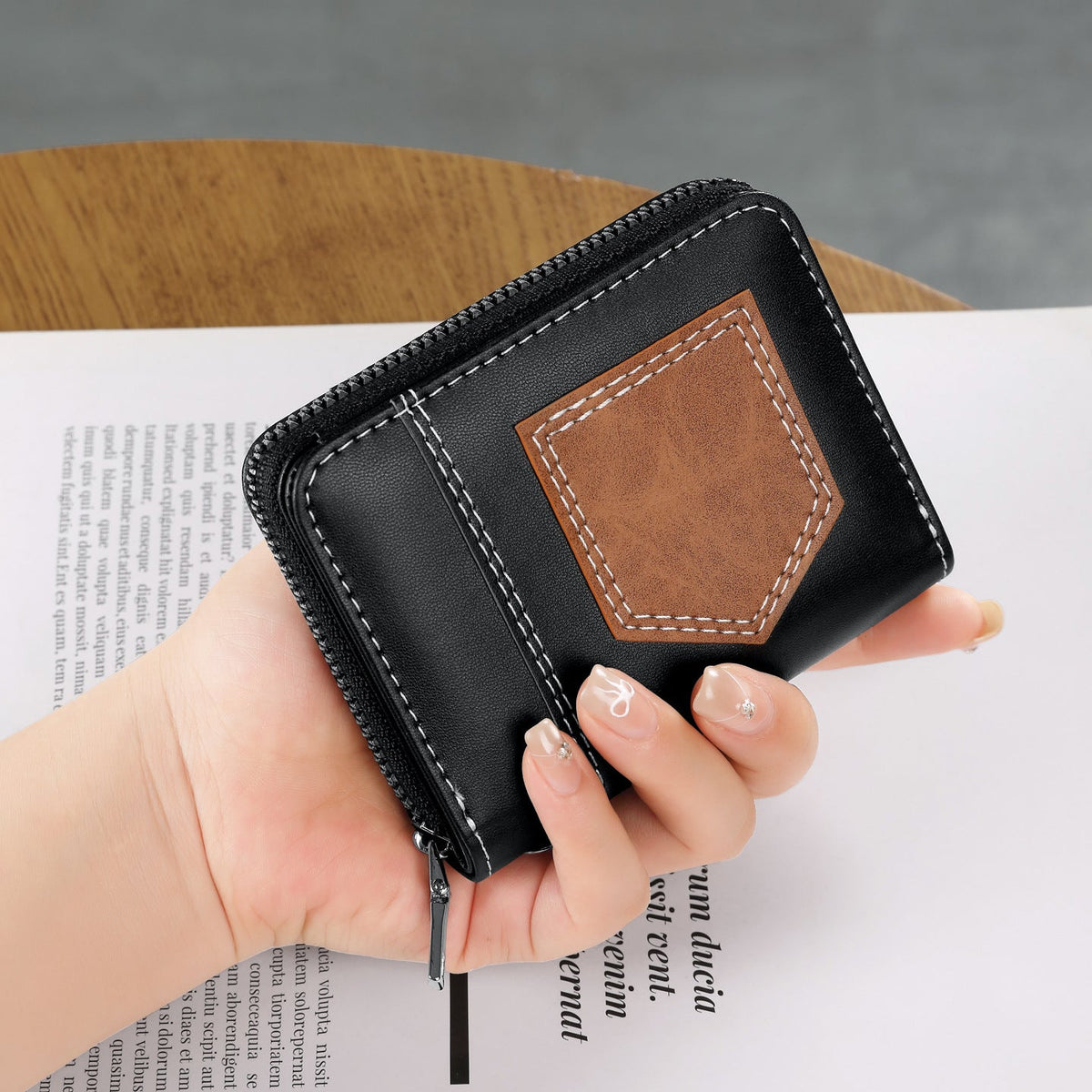 Zippered Leather Card Wallet — product view 1