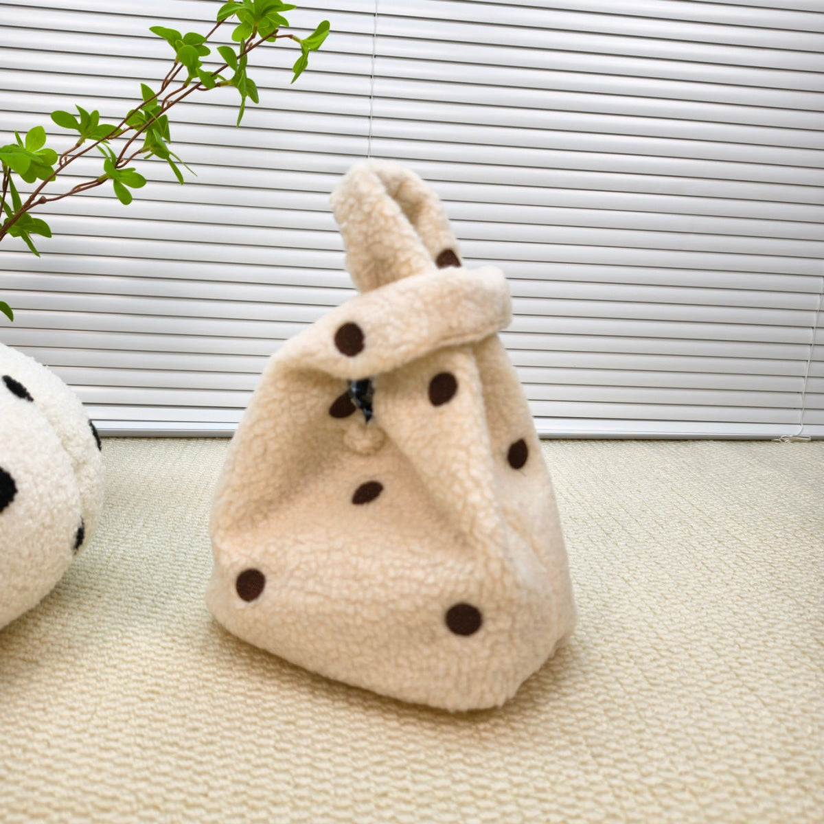 Compact Fuzzy Polka Dot Sling Bag LoungeYard — product view 4