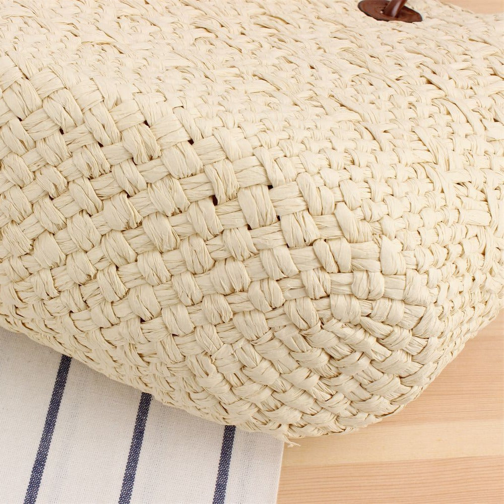 Handmade beach bag with brown leather handles LoungeYard — product view 4