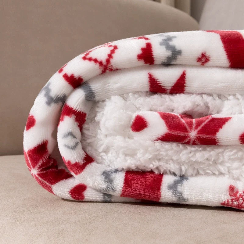 Christmas Double Layer Sherpa Flannel Blanket — product view 3