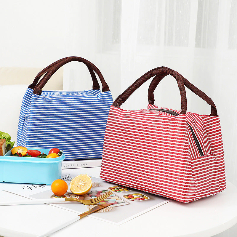 Insulated lunch bag with elegant striped pattern LoungeYard — product view 1