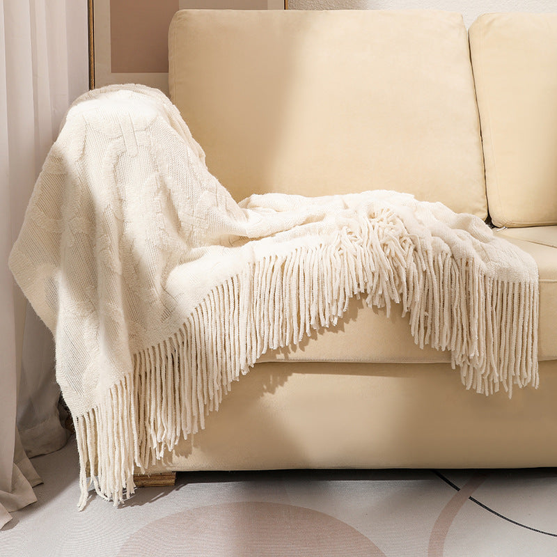 Textured Fringe Throw Blanket — product view 7