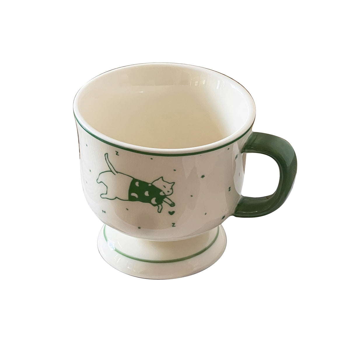 Handcrafted ceramic plate with illustrative cat design — product view 5