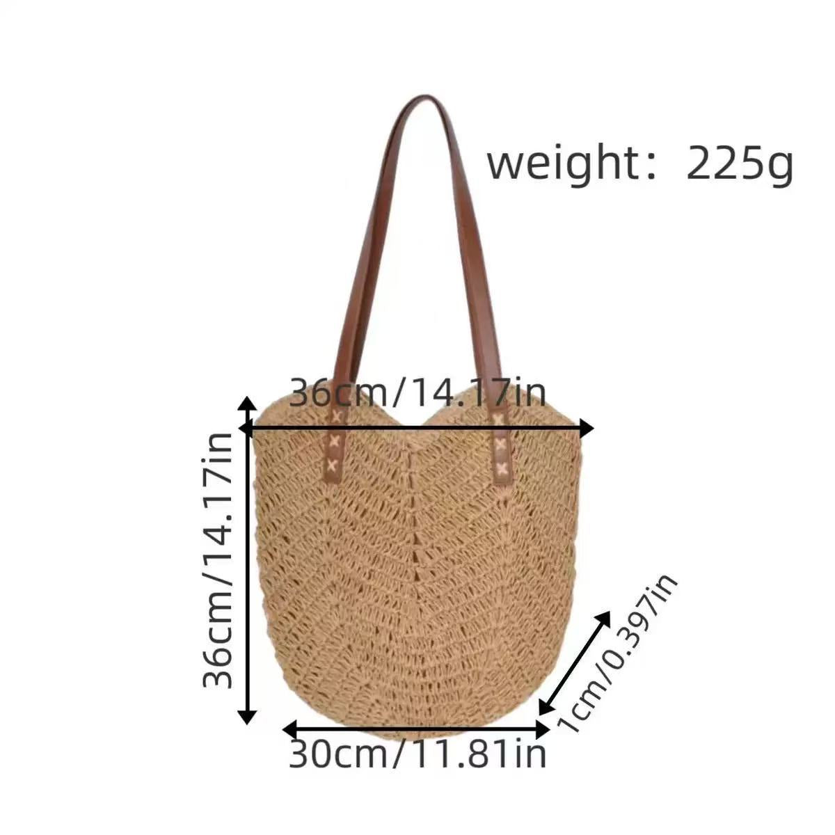 Beach bag with fashionable woven pattern and robust leather straps LoungeYard — product view 5