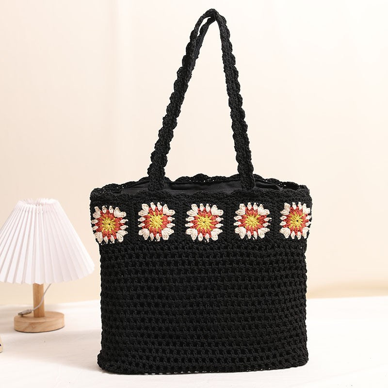 Hand-crocheted beach bag with floral accents LoungeYard — product view 7