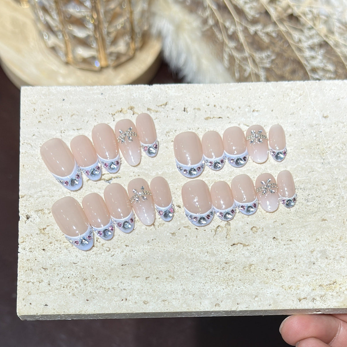 Decorative Press-On Nail Set with Rhinestone Accents — product view 5