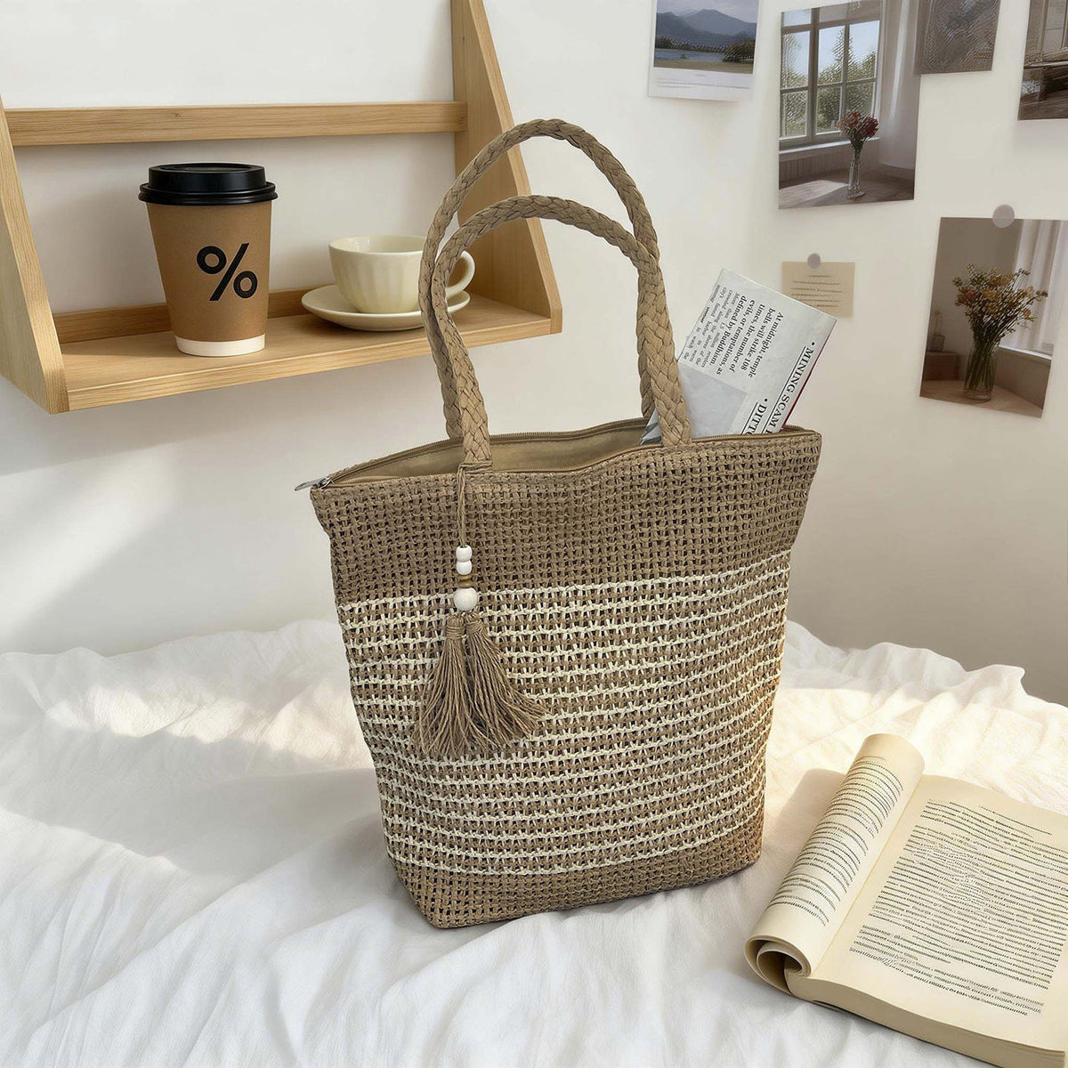 Elegant Woven Beach Bag LoungeYard — product view 2