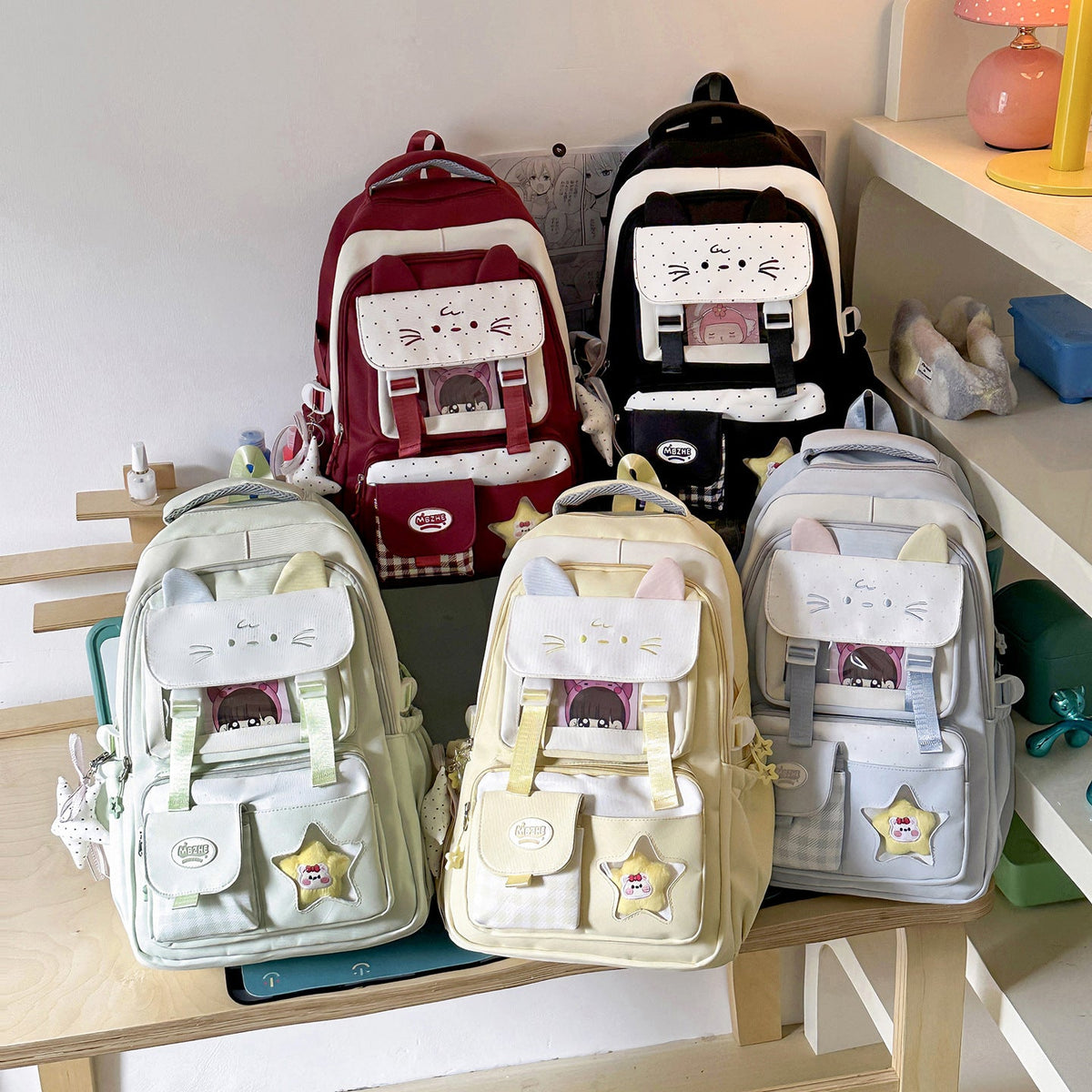 Cute Cat-Themed School Backpack LoungeYard — product view 4