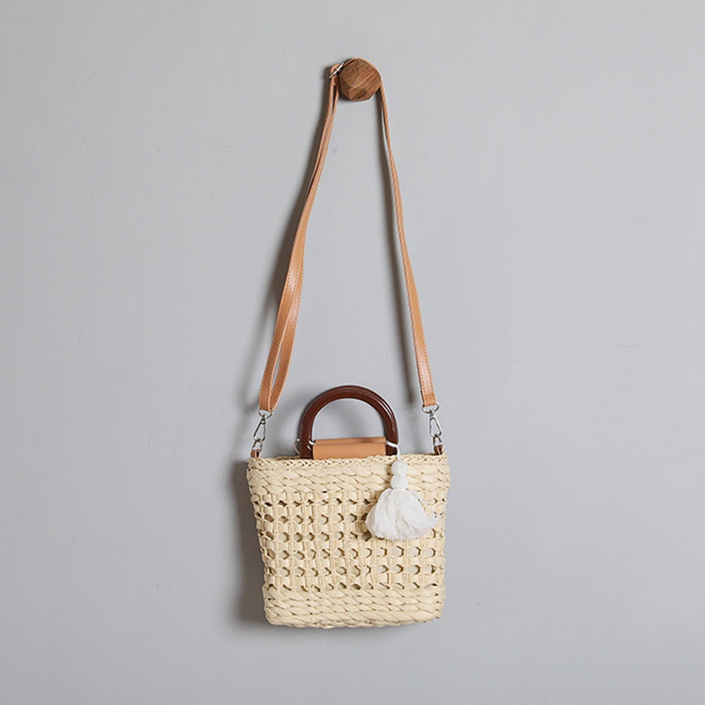 Handbag with Removable Shoulder Strap and Faux Leather Elements LoungeYard — product view 1