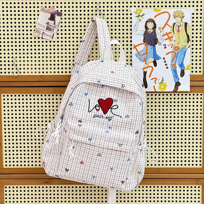 Embroidered Heart-Themed Casual Backpack LoungeYard — product view 7