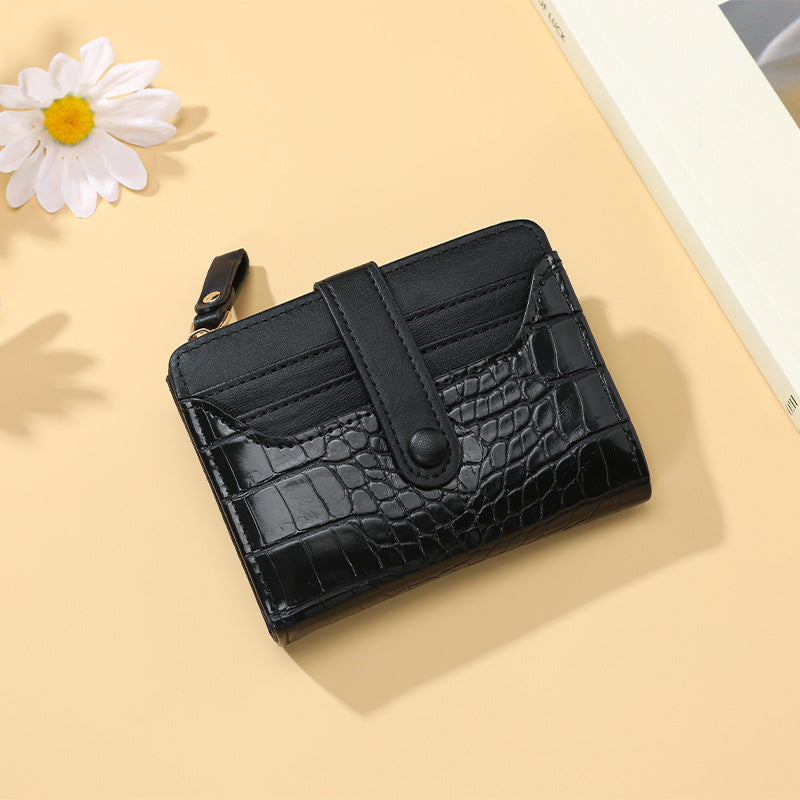Compact Crocodile-Texture Zip Card Wallet LoungeYard — product view 5