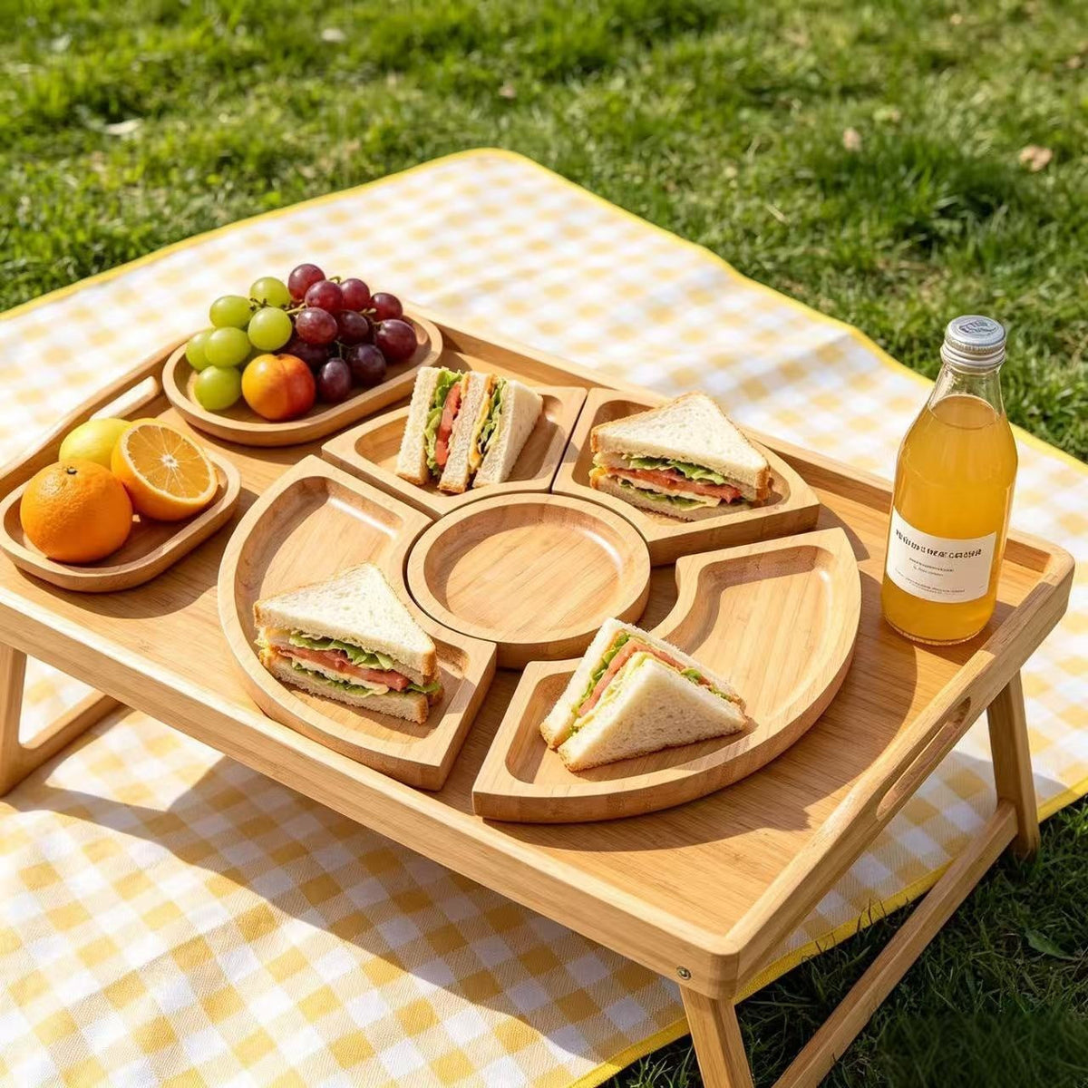 Multi-Compartment Wooden Snack Serving Tray Bowlift — product view 2
