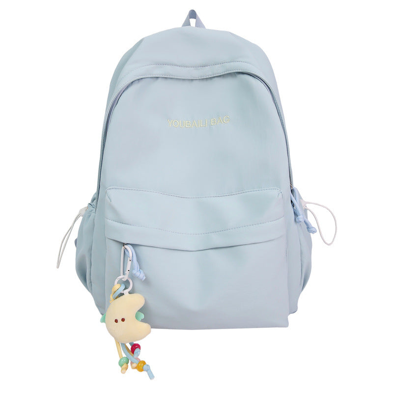 Lightweight Casual Backpack with Decorative Keychain LoungeYard — product view 5