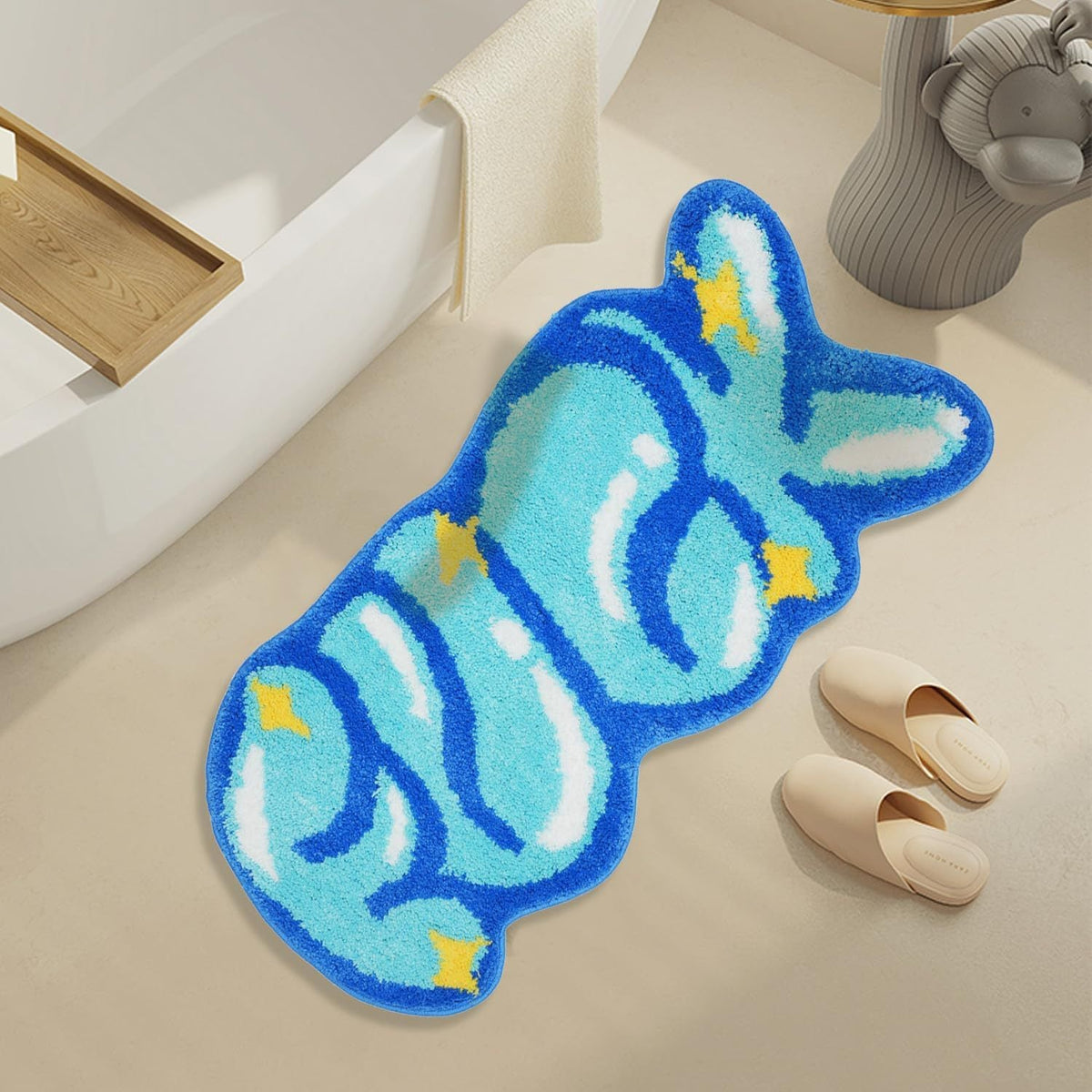 Cute Bunny-Shaped Bath Mat LoungeYard — product view 2