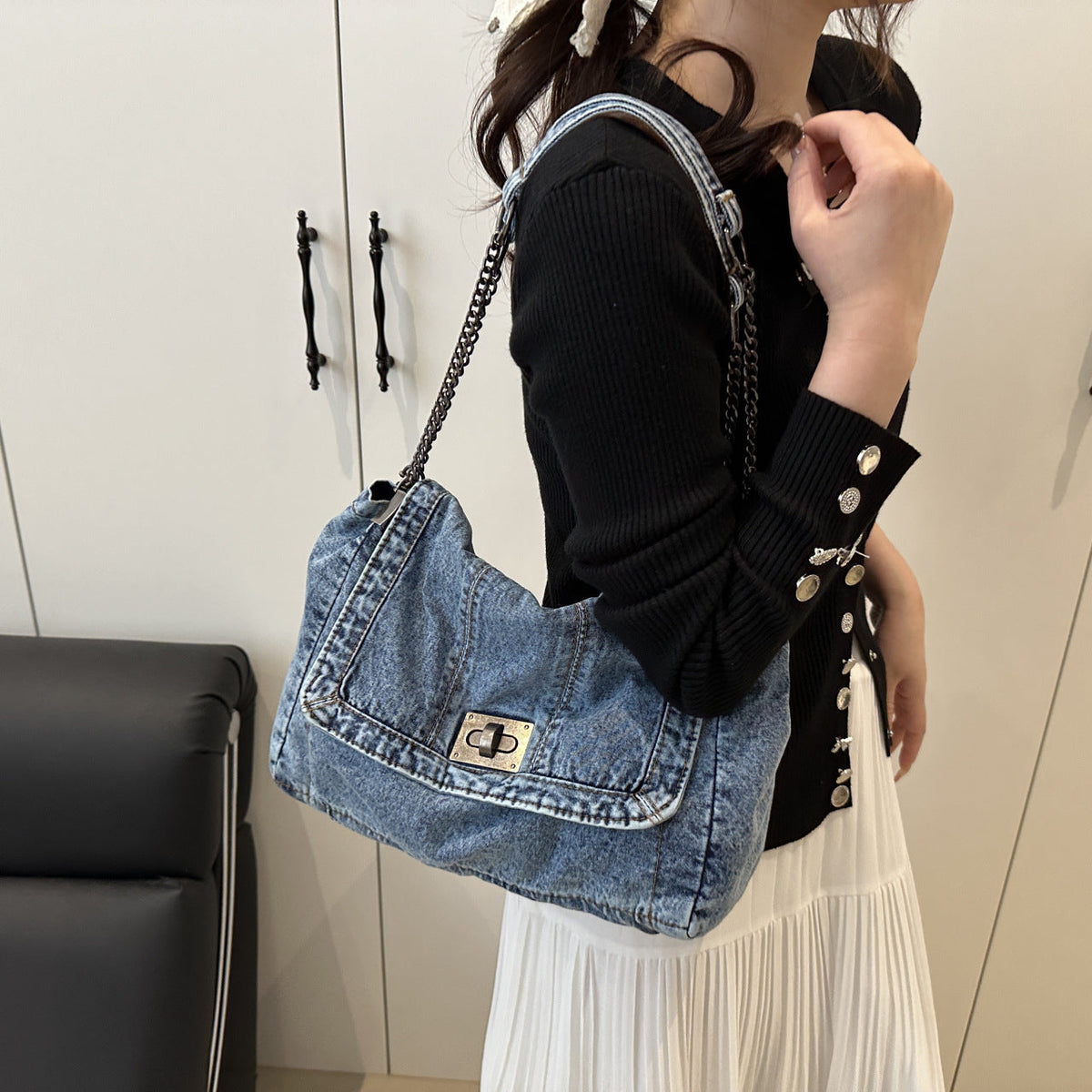 Chic Denim Satchel — product view 3