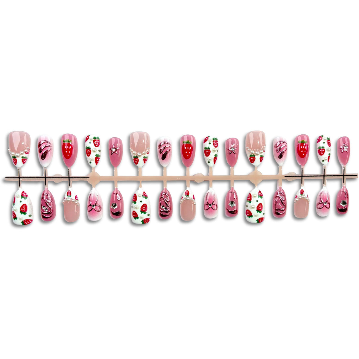 Decorative Strawberry-Themed Press-On Nail Art Set — product view 4
