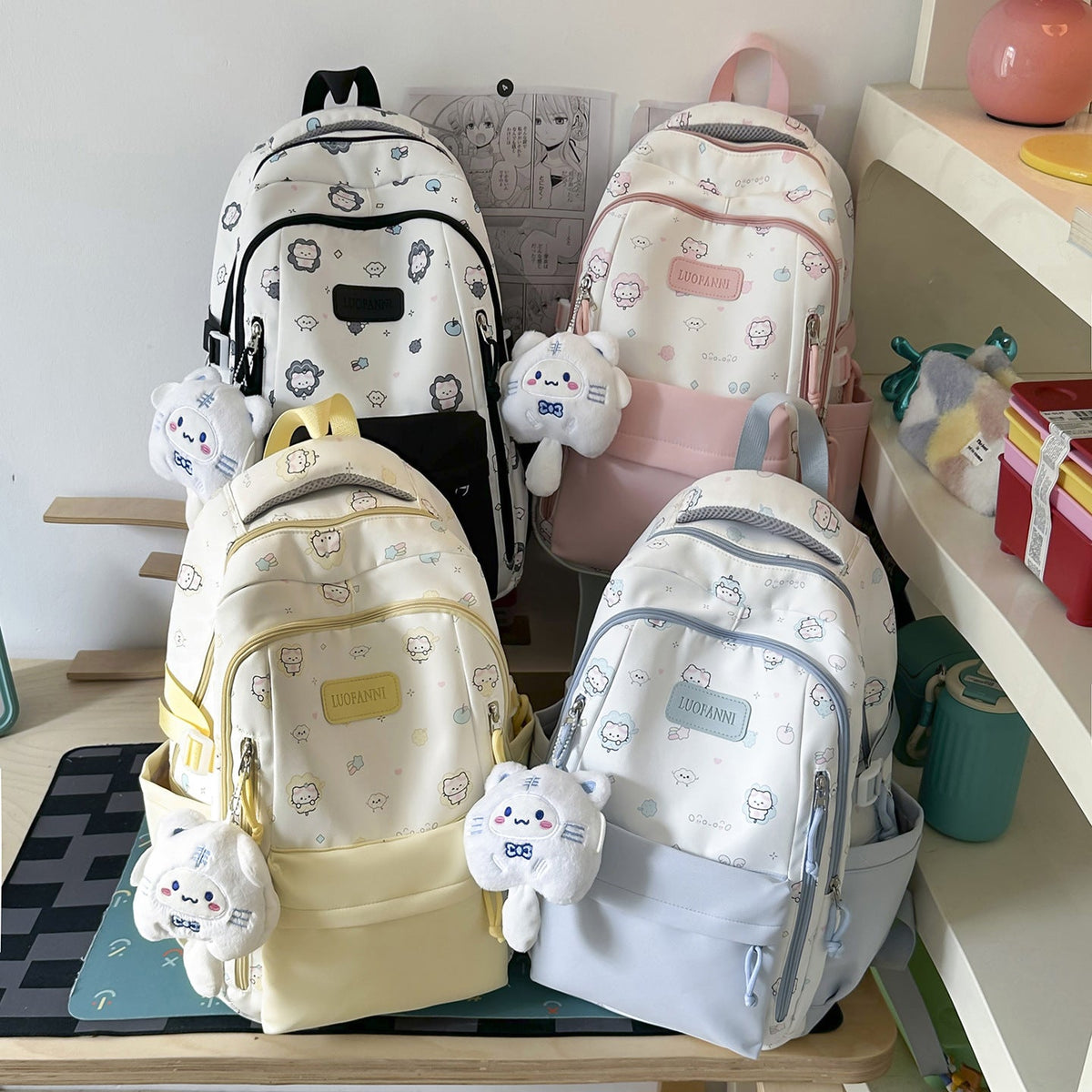 Cute Illustrated Character Backpack LoungeYard — product view 4