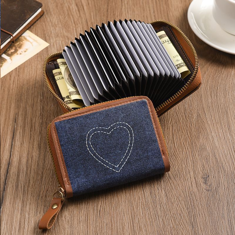 Zip-Around Denim Heart Coin Wallet LoungeYard — product view 3