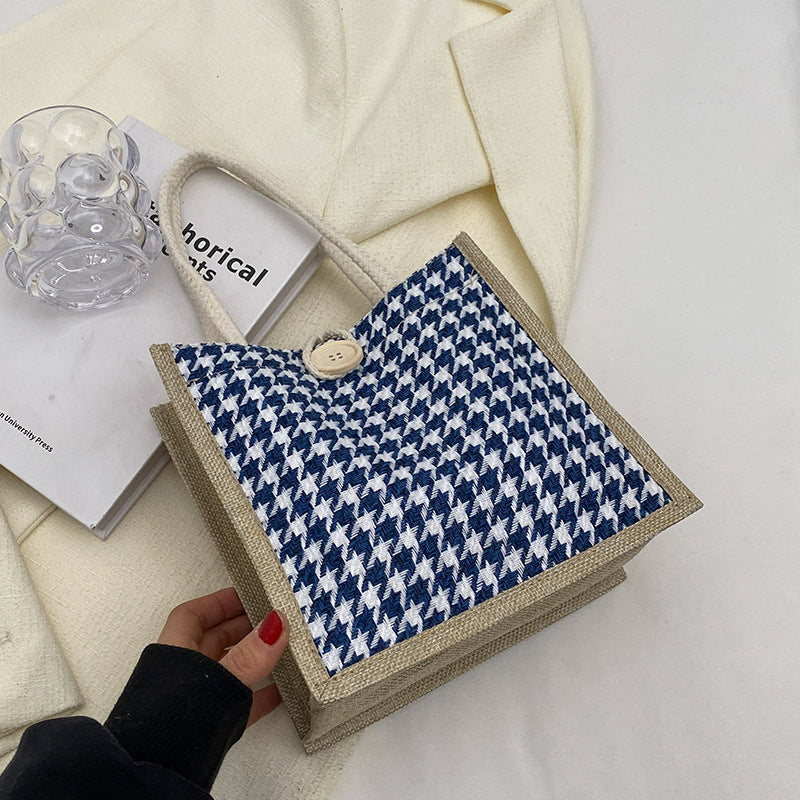 Handcrafted Houndstooth Tote Bag — product view 6