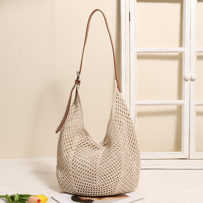 Casual mesh tote bag with adjustable leather strap LoungeYard — product view 7