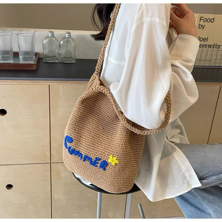 Macrame Drawstring Bag with Summer Motif LoungeYard — product view 2