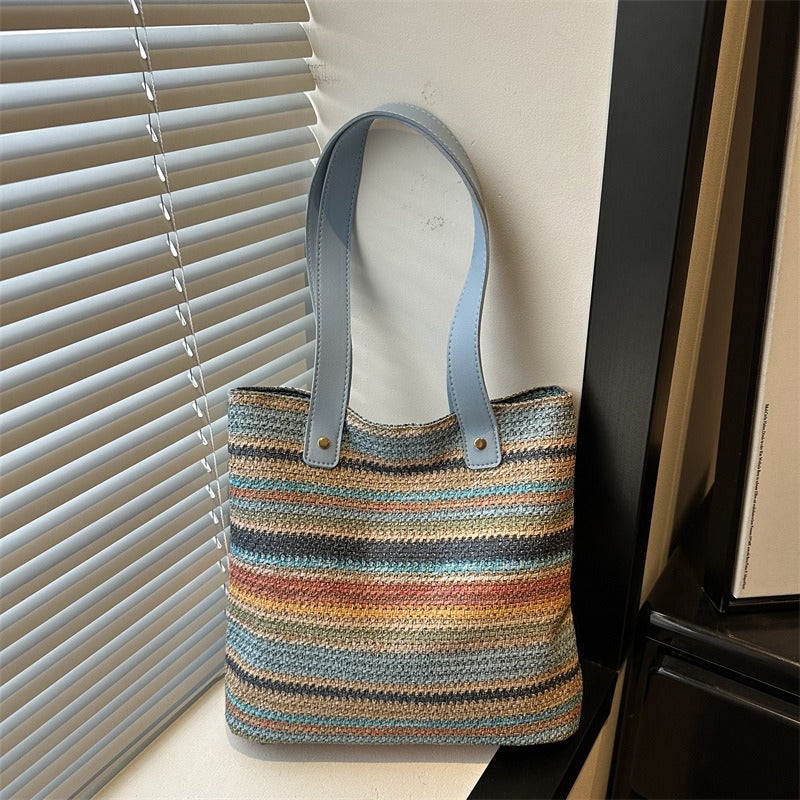 WoColorful Woven Tote Bag LoungeYard — product view 2